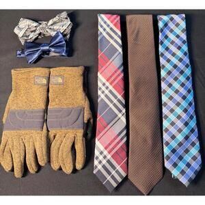 “North Face Gloves + Designer Tie Lot – Mixed Styles Bundle”